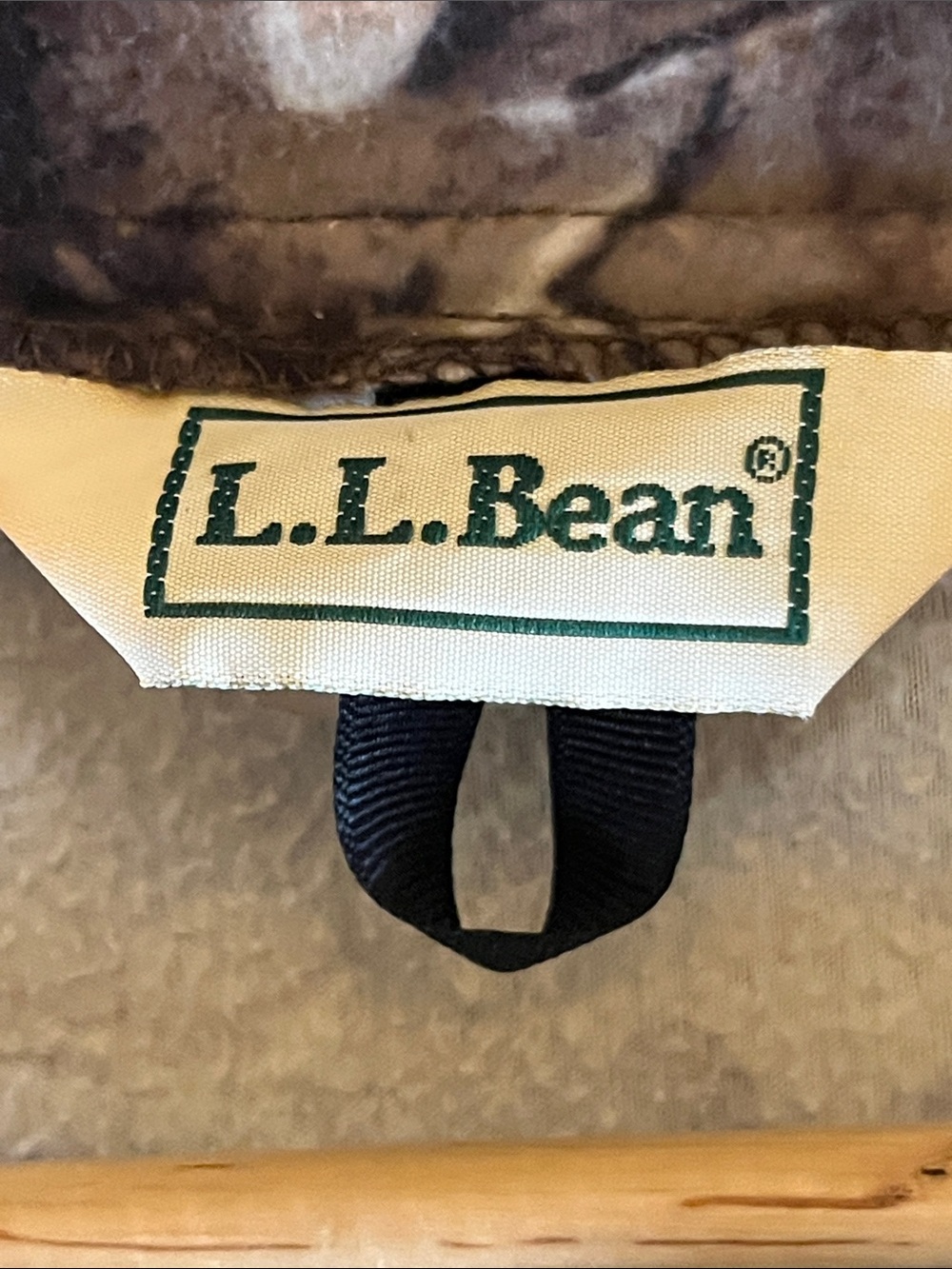 LL Bean Men Camouflage Fleece Half Zip Pullover Jacket Camo Wood Oak Leaf - Picture 7 of 9